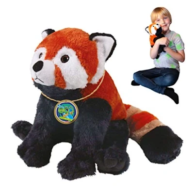 Image of EcoBuddiez Red Panda from Deluxebase. Large 30cm Soft Plush Animals made Recycled Plastic Bottles. Eco Friendly Cuddly Gift for Kids and Cute Stuffed Animal Toy Toddlers.