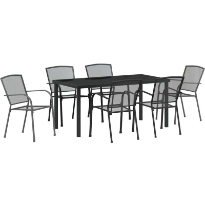Image of vidaXL 7 Piece Garden Dining Set Anthracite Steel