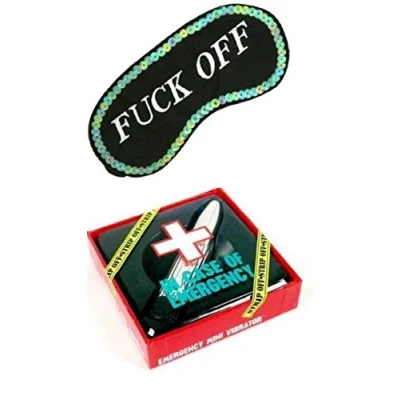 Image of Novelty Saucy Duo Gifts (F*ck Off Eye Mask Blindfold &amp; in Case of Emergency V*be)