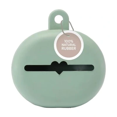 Image of HEVEA Dummy Case Made of 100% Natural Rubber Hygienic Soother Steriliser Box, Portable Pacifier Storage for Babies, Practical Danish Design Holder (Seafoam Blue)