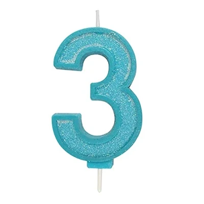 Image of CULPITT Sparkle Number Candles for Cake &amp; Cupcakes, Single Numbers from 0 9, Say Happy Birthday with These Candle Sparklers, Celebrate Birthdays Anniversaries Flair Blue 3