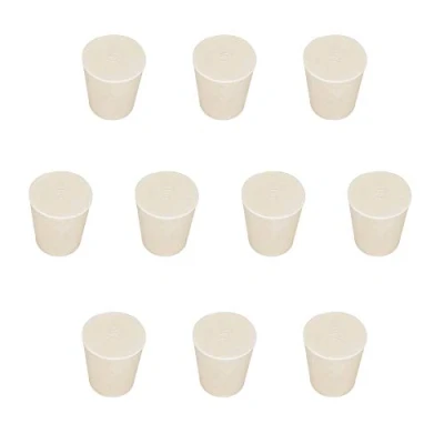Image of StonyLab Solid Rubber Stoppers, 10 Pack 5# 21mm x 28mm 31mm White Tapered Lab Seal Stoppers