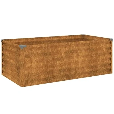 Image of vidaXL Corten Steel Garden Raised Bed Durable, Weather Resistant Outdoor Planter Box for Plants, Vegetables, Herbs and Flowers with Safe Edge Fold Design Rusty Brown, 100x50x36 cm