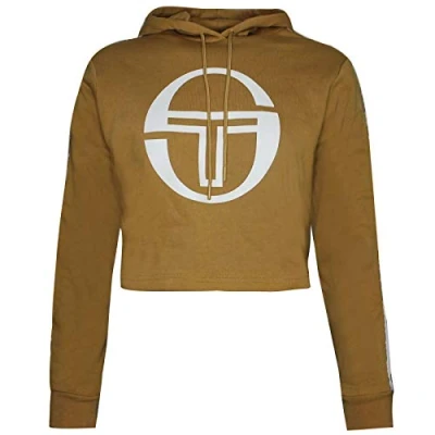 Image of Sergio Tacchini Goran Hoodie Womens Cropped Sweatshirt Camel Jumper 38072 499 Textile Size X Small