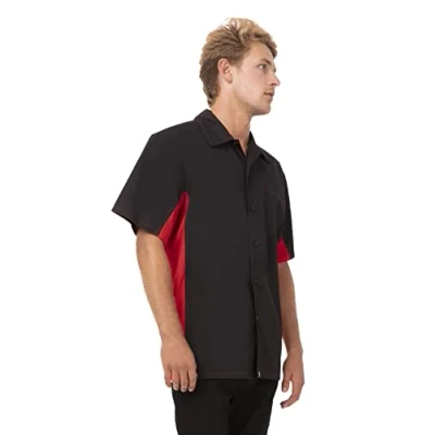 Image of Colour by Chef Works A952 XL Contrast Shirt, X Large, Black/Red
