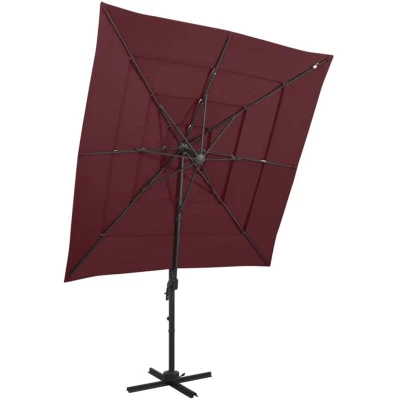 Image of vidaXL 4 Tier Garden Parasol with Aluminium Pole Bordeaux Red 250x250 cm