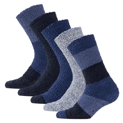 Image of The Essentials Wardrobe 5PK Mens Cosy Socks UK 6 11/EU 39 45 Blue/Black