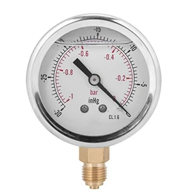 Image of Radial Pressure Gauge, Y60 Professional Oil Filled Vacuum Gauge Measurement for Petroleum Metallurgy TS PGGZ604 0bar 1/4BSP
