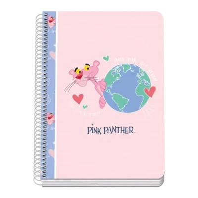 Image of DOHE A5 Squared Notebook Spiral Binding, 80 Sheets of 90 g/m², 4 mm, Rigid Cover, Pink Panther ecoPink, School Supplies