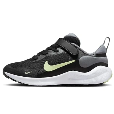 Image of Nike Performance Revolution 7 Unisex Competition running shoes for kids, Size: 9.5K, Black/barely volt/smoke grey/white Textile/synthetics