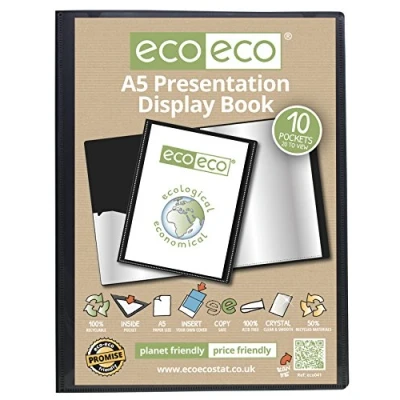 Image of eco A5 50% Recycled 10 Pocket Presentation Display Book, eco041, Black