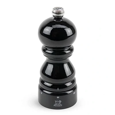 Image of PEUGEOT Paris u&#039;Select 12 cm Salt Mill 6 Predefined Grind Settings Made with PEFC Certified Wood in France Black Laquered Colour