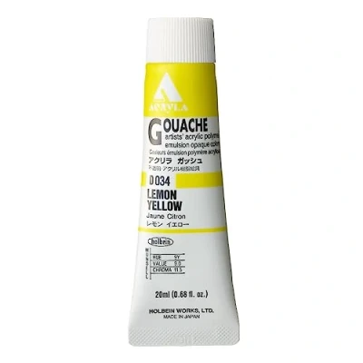 Image of Holbein Acryla Gouache Lemon Yellow (A) 20ml