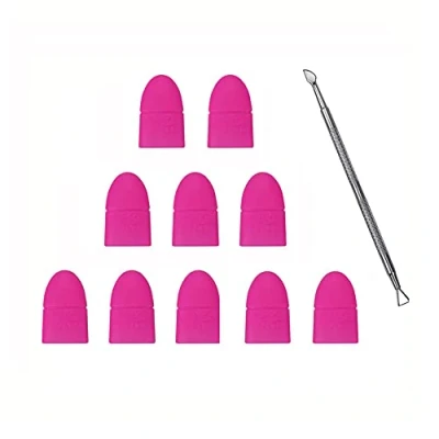 Image of ATOMUS 10Pcs/Set Nail Art Soak Off Clip Cap Silicone UV Gel Polish Remover Wrap Cuticle Pusher Manicure Cleaning Varnish Tool Reuseable