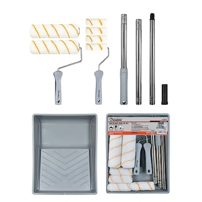 Image of ROLLINGDOG Paint Roller Set 9 inch Painting Set, Rollers and Trays Sets, Sets for Painting, with Extension Pole, Pack of 10