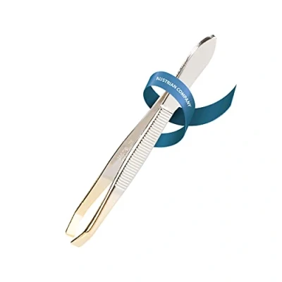 Image of REMOS Tweezers with Cranked, Straight &amp; Gold Plated tip 8 cm