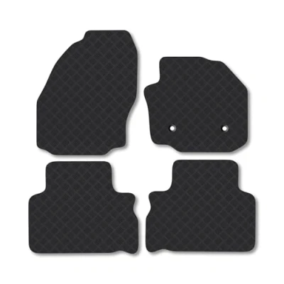Image of Rubber Car Mats Compatible with Ford S Max 5 Seat (2011 2015) Tailored Fit Floor Set Accessory Black Custom 4 Pieces Clips Anti Slip Backing, Heavy Duty &amp; Waterproof