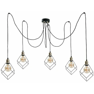 Image of Ruben Cluster Pendant Ceiling Light Gold, 5x E27