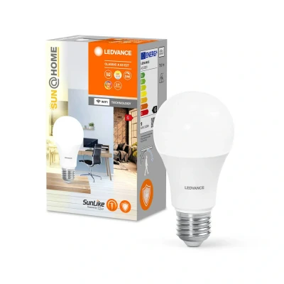 Image of LEDVANCE SUN@HOME LED Lamp E27 With 9W Replaces 40 W, 750 Lm, Sunlight To Fireplace (2200 5000K), CRI95, Smart WIFI Controllable Via Alexa, Google And App, SMART+ CL A TW