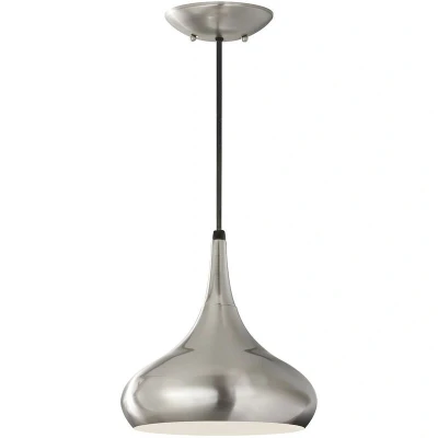 Image of Beso 1 Light Dome Ceiling Pendant Brushed Steel, E27