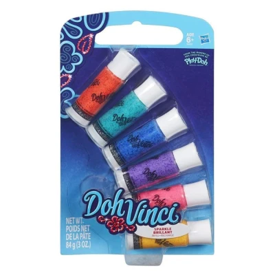 Image of Play Doh &quot;DohVinci Sparkle Deco Pop Refill Tube (Pack of 6, Multi Colour)
