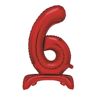 Image of Unique 13426 Giant Standing Foil Number 6 Balloon 76 cm Red