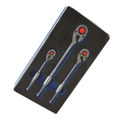 Image of US PRO INDUSTRIAL Ratchet Socket Wrench Set 90 Tooth 3 Piece Reversible 1/4&#039;&#039;Dr 3/8&#039;&#039;Dr 1/2&#039;&#039;Dr, (4228)