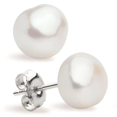 Image of Secret &amp; You Women Pearl Stud Earring Freshwater Cultured Baroque Shape Sterling Silver 925, Available in 5 Sizes From 9 10 mm up to 13 14