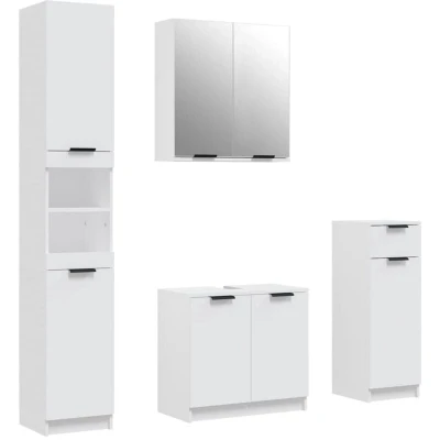 Image of vidaXL 4 Piece Bathroom Cabinet Set White Engineered Wood