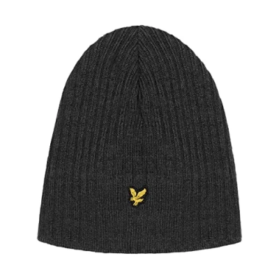 Image of Lyle &amp; Scott Knitted Ribbed Beanie Mid Grey Marl One Size