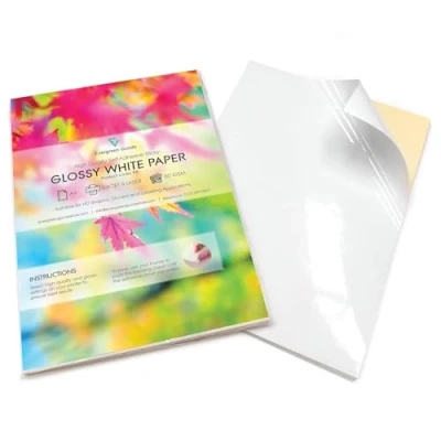 Image of Evergreen Goods 100 Sheet A4 Glossy Sticker Paper White Self Adhesive, Inkjet/Laser Printable, DIY Stickers, Arts &amp; Crafts, Plotter Compatible, Strong Back.