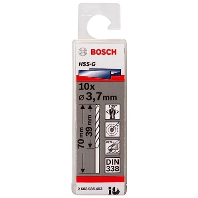 Image of Bosch Professional 10x Metal Drill bits HSS G DIN 338 (for metal, Ø 3.7 x 39 70 mm, Accessory Driver)