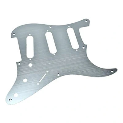 Image of KAISH 8 Hole Metal Aluminum Anodized Vintage Style ST/Strat SSS Pickguard Guitar Pick Guard Scratch Plate for USA/Mexico Stratocaster/Strat Silver