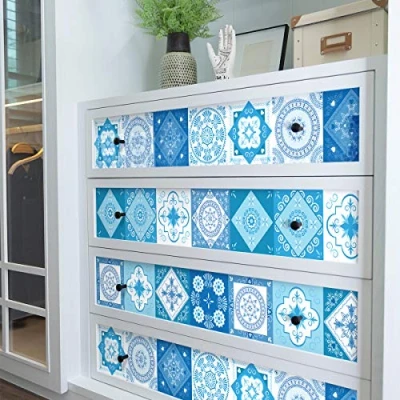 Image of Ambiance Sticker Self Adhesive Furniture and Tables Tile Stickers for Kitchen Living Room Decoration Suzia Pack of 24 10 x cm
