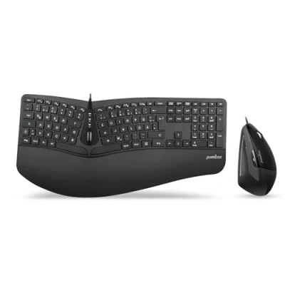 Image of perixx PERIDUO 505BDE USB Tastatur, Maus Set german, QWERTZ, Windows® black Ergonomisch, Handbal