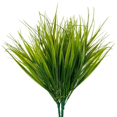 Image of BELLE VOUS Artificial Outdoor Plants (6 Pack) Greenery/Faux Grass Set for Wedding/Table Decor Plastic Wheat Faux Green Fake Greenery/Grasses Vases