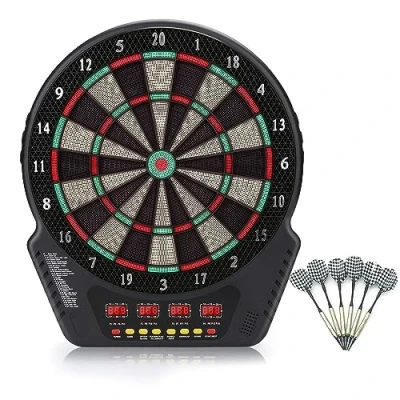 Image of NOGRAX Electronic Dart Board, Digital Soft Tip Boards with 6 Darts, Dartboard Game Set LCD Scoring Screen, Target 27 Games, Support 16 Players