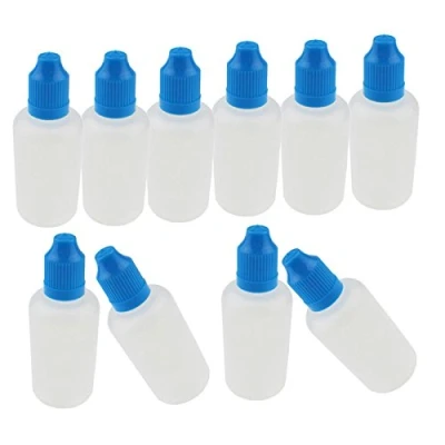 Image of 30ml Empty Plastic Eye Dripper Liquid Water Squeezable Dropper Bottle with Blue Cap Pack of 10