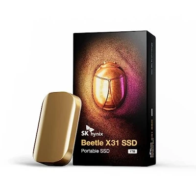 Image of SK Hynix Beetle X31 1TB External SSD with DRAM up to 1050MB/s, USB C 3.2 Gen2, Solid State Drive for PC/Mac/Tablet/Android/Gaming Consoles