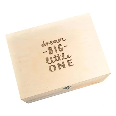 Image of Wooden Engraved Keepsake Box/Baby Memory Box/Engraved Gifts for New Parents/Baby’s First Christmas/Newborn Girl Boy (Dream Big Little One)