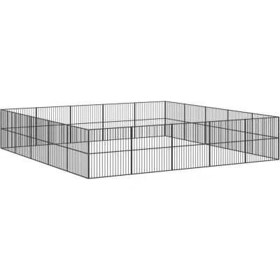 Image of vidaXL Dog Playpen 20 Panel Galvanised Black Steel Pet Enclosure for Exercise/Play, Indoor/Outdoor Use, 503x500cm, Front Door Access