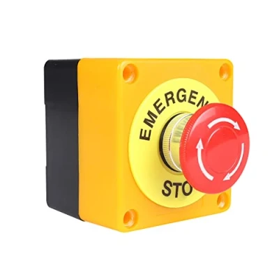 Image of WANGCL Emergency Stop Button Rotary Switch buttons 1NO 1NC Station Box with Sign
