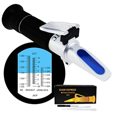 Image of Tri Scale Serum Protein 0 12 g/100ml Clinical Refractometer ATC 1.000 1.050SG Refractive Index 1.333 1.360RI Urine Specific Gravity