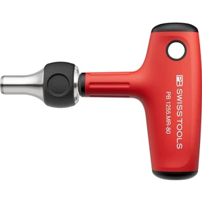 Image of PB Swiss TOOLS Screwdriver, 100% Made, Cross Handle Ratchet, Magnetic Stainless Steel Bit Holder for C6 and E6 1/4&quot; PrecisionBits, Hex, Alloy Steel, Screwdriver