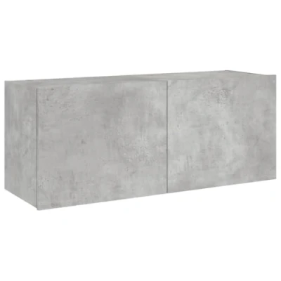 Image of vidaXL TV Wall Cabinet with LED Lights Concrete Grey 100x35x41 cm