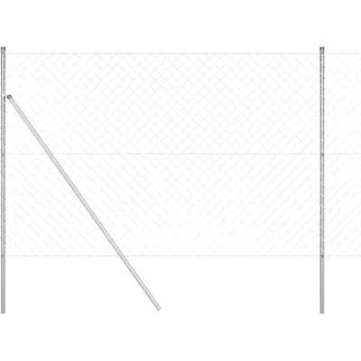Image of vidaXL Chain Link Fence with 7 Posts 1.6x10 m Galvanised Steel