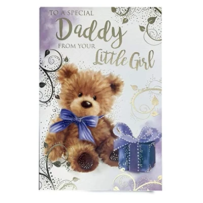 Image of Daddy from Your Little Girl Bear &amp; Present Design Birthday Card Lovely Verse