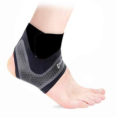 Image of Hually Ankle Support, 1 Pair Adjustable Brace with Breathable &amp; Elastic Nylon Material, Comfortable Wrap Sports Protect Against Chronic Strain Sprains Fatigue, One Size Fits All