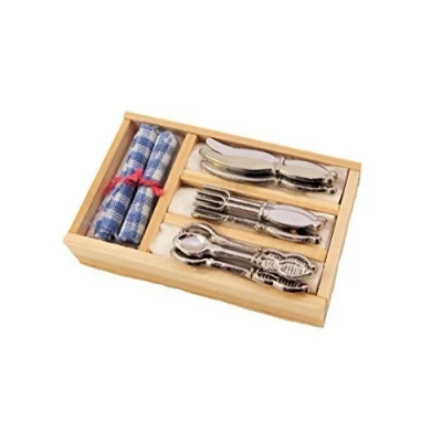 Image of Melody Jane Dolls House Cutlery &amp; Napkins in Tray Kitchen Dining Accessory 1:12