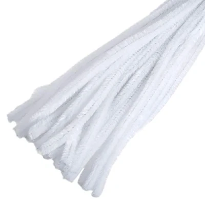 Image of Trimits Craft Synthetic Chenille Stem Pipe Cleaners, 30cm x 12mm, White